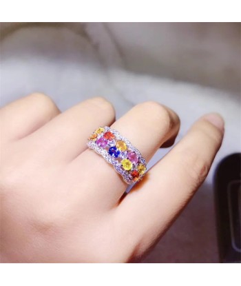 S925 Sterling Silver Sapphire Multicolor Wedding Ring for Women vous aussi creer 