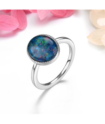 Sterling Silver 3 Carat Created Opal Oval Cut Gemstone Ring for Women paiement sécurisé