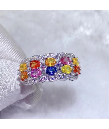 S925 Sterling Silver Sapphire Multicolor Wedding Ring for Women vous aussi creer 