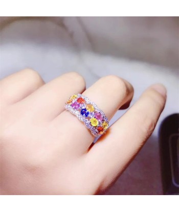 S925 Sterling Silver Sapphire Multicolor Wedding Ring for Women vous aussi creer 