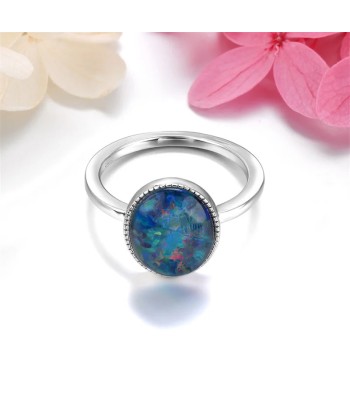 Sterling Silver 3 Carat Created Opal Oval Cut Gemstone Ring for Women paiement sécurisé