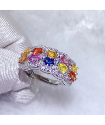 S925 Sterling Silver Sapphire Multicolor Wedding Ring for Women vous aussi creer 