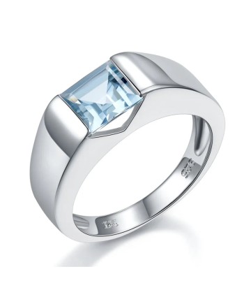 925 Sterling Silver Natural Sky Blue Topaz Ring for Women pas cher