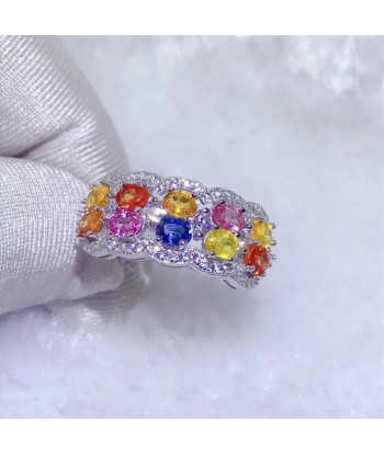 S925 Sterling Silver Sapphire Multicolor Wedding Ring for Women vous aussi creer 