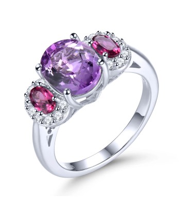 Sterling Silver Amethyst Rhodolite Garnet Rings, 3.20 ctw for Women acheter