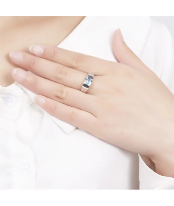 925 Sterling Silver Natural Sky Blue Topaz Ring for Women pas cher