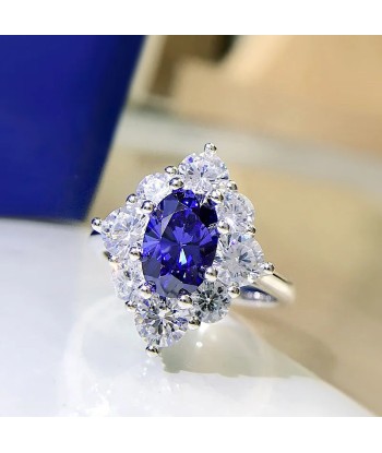 925 Sterling Silver Sapphire Ring with Tanzanite for Women 50% de réduction en Octobre 2024