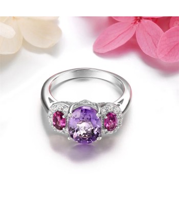 Sterling Silver Amethyst Rhodolite Garnet Rings, 3.20 ctw for Women acheter