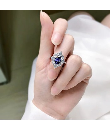 925 Sterling Silver Sapphire Ring with Tanzanite for Women 50% de réduction en Octobre 2024