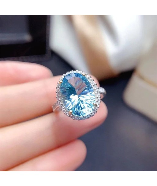 S925 Silver Sky Blue Topaz Wedding Ring la livraison gratuite