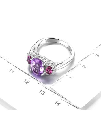 Sterling Silver Amethyst Rhodolite Garnet Rings, 3.20 ctw for Women acheter