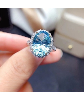 S925 Silver Sky Blue Topaz Wedding Ring la livraison gratuite