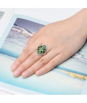 Sterling Silver Chrome Diopside Ring for Women la colonne vertébrale