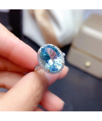 S925 Silver Sky Blue Topaz Wedding Ring la livraison gratuite