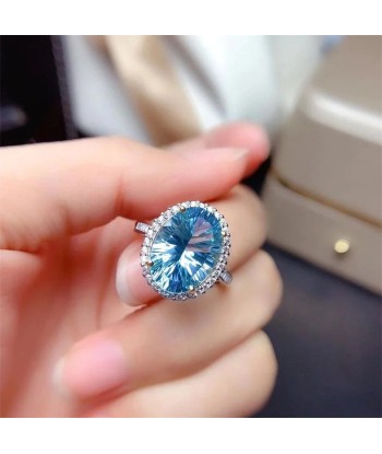 S925 Silver Sky Blue Topaz Wedding Ring la livraison gratuite