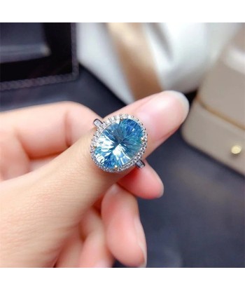 S925 Silver Sky Blue Topaz Wedding Ring la livraison gratuite