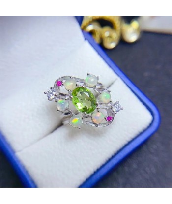 925 Sterling Silver Peridot Opal Ring, Korean Style, for Women chez Cornerstreet bien 