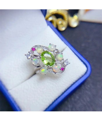 925 Sterling Silver Peridot Opal Ring, Korean Style, for Women chez Cornerstreet bien 