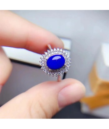 Sterling Silver Lapis Lazuli Wedding Ring for Women une grave pollution 