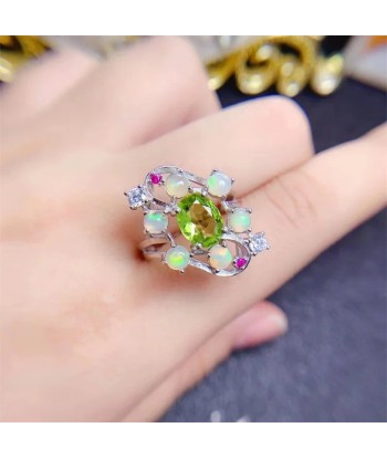 925 Sterling Silver Peridot Opal Ring, Korean Style, for Women chez Cornerstreet bien 