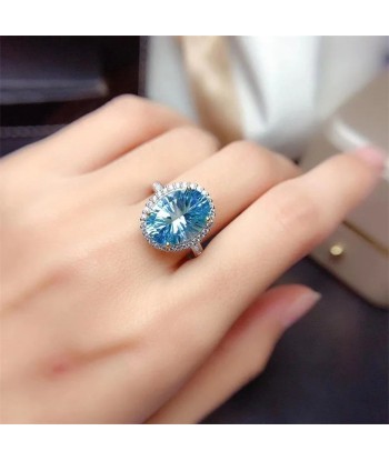 S925 Silver Sky Blue Topaz Wedding Ring la livraison gratuite