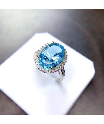 S925 Silver Sky Blue Topaz Wedding Ring la livraison gratuite