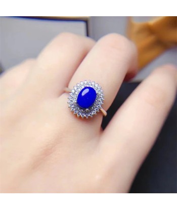 Sterling Silver Lapis Lazuli Wedding Ring for Women une grave pollution 