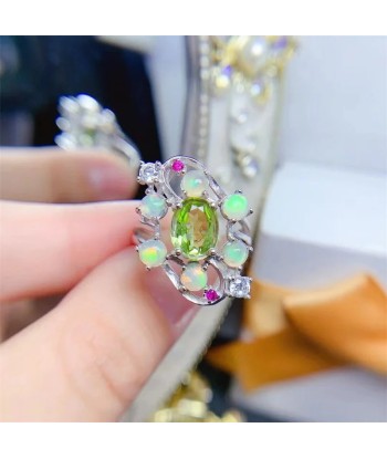 925 Sterling Silver Peridot Opal Ring, Korean Style, for Women chez Cornerstreet bien 