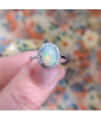 925 Sterling Silver Natural Opal Ring for Women Dans la société mordern