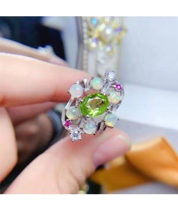 925 Sterling Silver Peridot Opal Ring, Korean Style, for Women chez Cornerstreet bien 