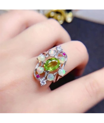 925 Sterling Silver Peridot Opal Ring, Korean Style, for Women chez Cornerstreet bien 