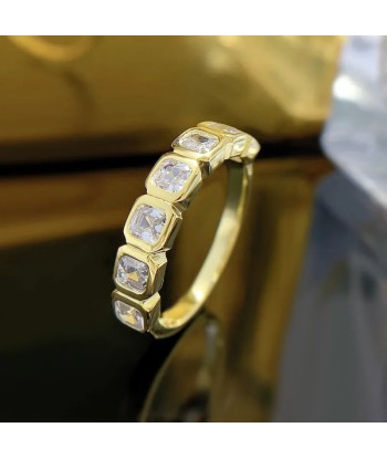 18K Yellow Gold Eternity Ring with Cubic Zirconia for Women solde