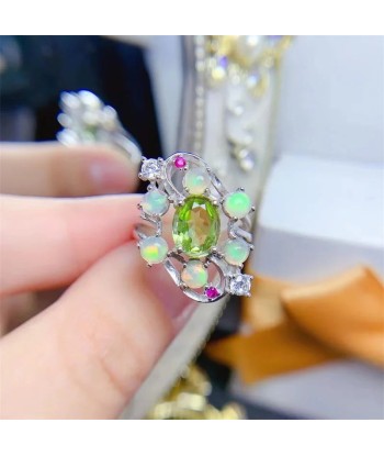 925 Sterling Silver Peridot Opal Ring, Korean Style, for Women chez Cornerstreet bien 