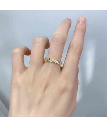 18K Yellow Gold Eternity Ring with Cubic Zirconia for Women solde