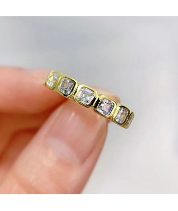 18K Yellow Gold Eternity Ring with Cubic Zirconia for Women solde