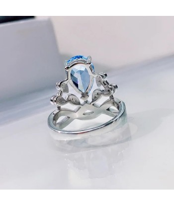 Sterling Silver Blue Topaz Crown Ring for Women soldes