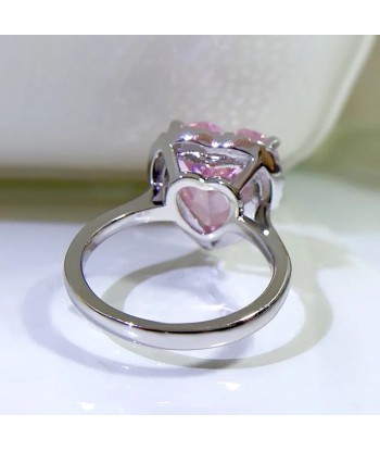 Sterling Silver Pink Diamond Love Shape Ring for Women la livraison gratuite