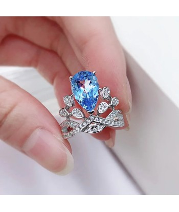 Sterling Silver Blue Topaz Crown Ring for Women soldes