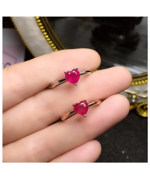 925 Sterling Silver Heart Shape Ruby Ring for Women en linge