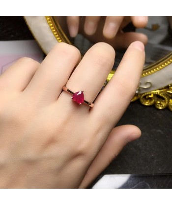 925 Sterling Silver Heart Shape Ruby Ring for Women en linge