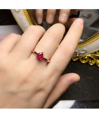 925 Sterling Silver Heart Shape Ruby Ring for Women en linge