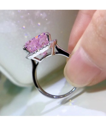 Sterling Silver Pink Diamond Love Shape Ring for Women la livraison gratuite