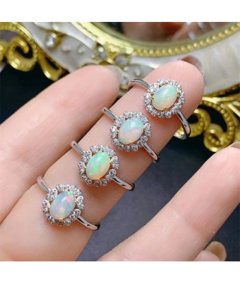 Sterling Silver Opal Wedding Ring for Women pas chere