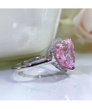 Sterling Silver Pink Diamond Love Shape Ring for Women la livraison gratuite