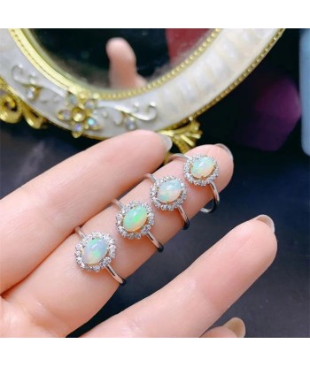 Sterling Silver Opal Wedding Ring for Women pas chere