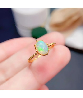 Sterling Silver Ring with 0.75 Carat Opal Stone for Women votre