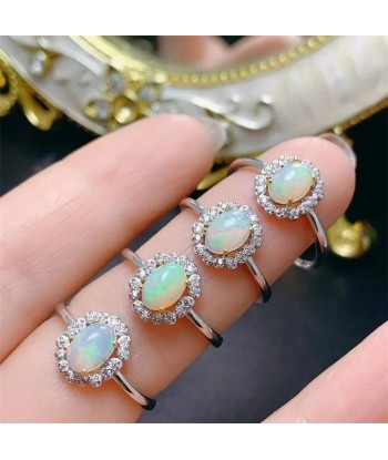 Sterling Silver Opal Wedding Ring for Women pas chere