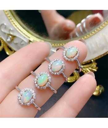 Sterling Silver Opal Wedding Ring for Women pas chere