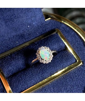 Sterling Silver Opal Wedding Ring for Women pas chere