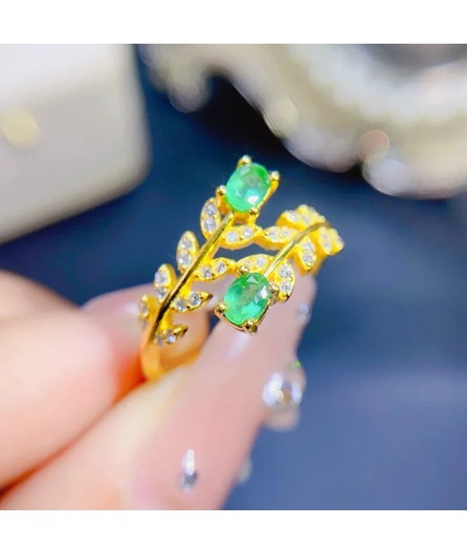 18K Yellow Gold Sterling Silver 1.00ctw Emerald Ring for Women la chaussure